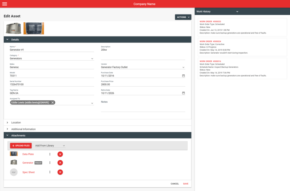 screenshot of Q Ware CMMS
